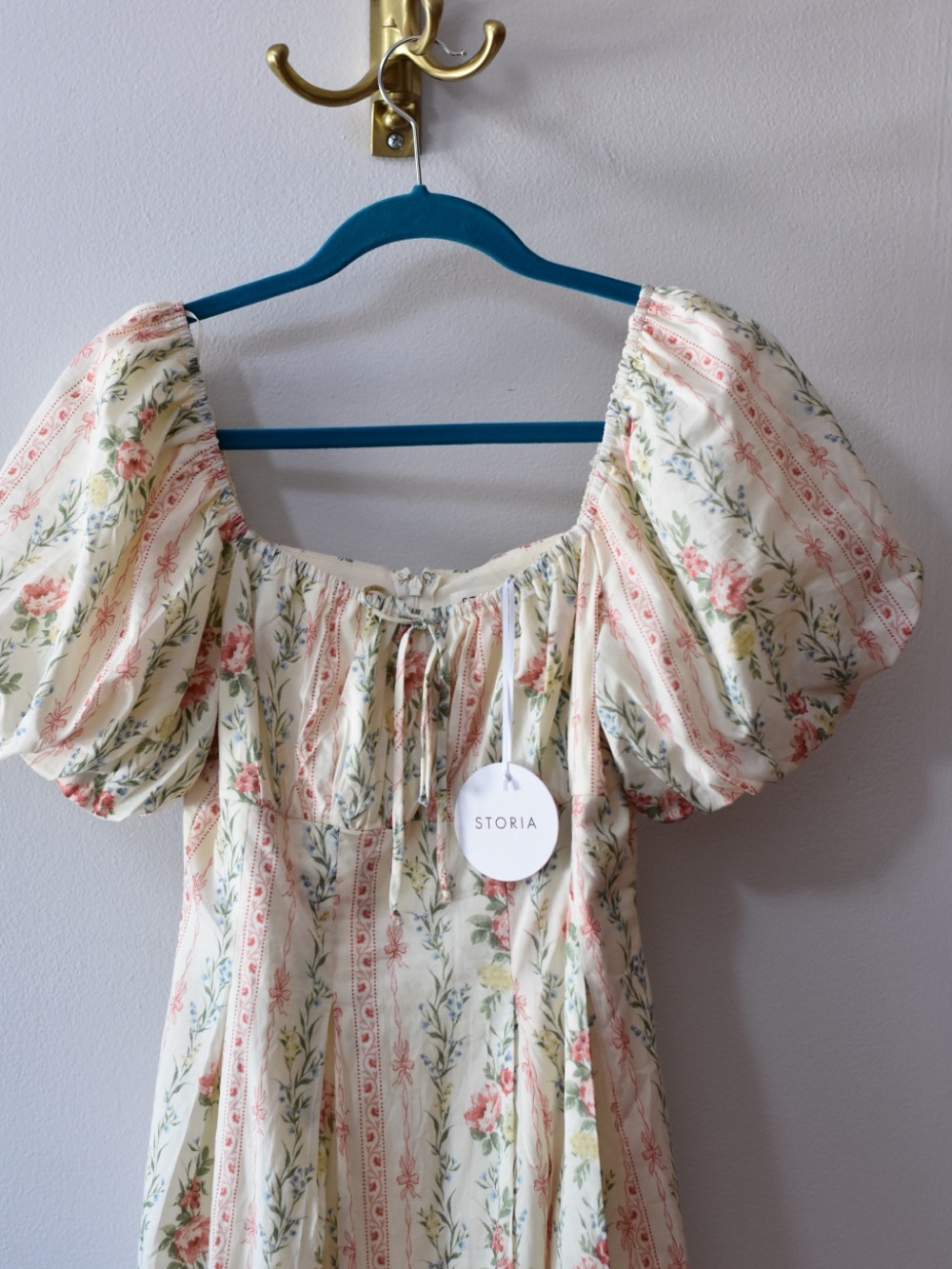 Storia Cotton Floral Puff-Sleeve Dress